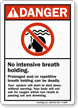 No Intensive Breath Holding Pool Danger Sign