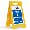 Only 1 Swimmer Per Lane FloorBoss XL™  Standing Floor Sign