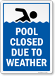 Pool Closed Due To Weather Sign