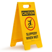 Caution Slippery When Wet W/Graphic Fold-Ups® Floor Sign