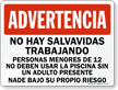 Spanish No Lifeguard, Use Adult Supervision Sign