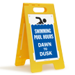 Swimming Pool Hours Dawn To Dusk Floor Sign