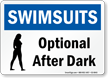 Swimsuits Optional After Dark Pool / Spa Sign