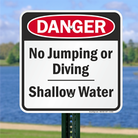No Diving Shallow Water Danger Sign