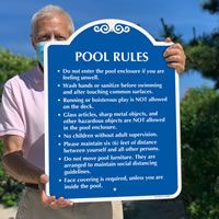 Pool Regulations Sign: Social Distancing Design
