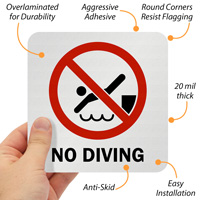 No diving pool marker