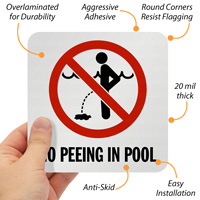 No peeing Pool marker: No peeing allowed