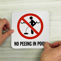 Keep the pool clean: No peeing in pool marker