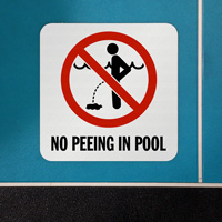 Pool etiquette: No peeing sign