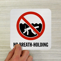 Prohibition sign for breath-holding in pool