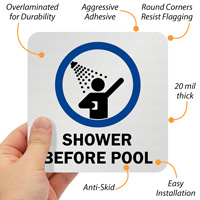 Caution: Shower Before Entering Pool Marker
