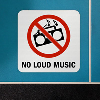 Caution: Enjoy Quiet - No Loud Music Pool Marker