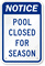 Notice Pool Closed for Season Sign