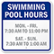 Swimming Pool Hours (Custom) Sign