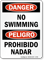 Bilingual Danger No Swimming, Peligro Prohibido Nadar Sign